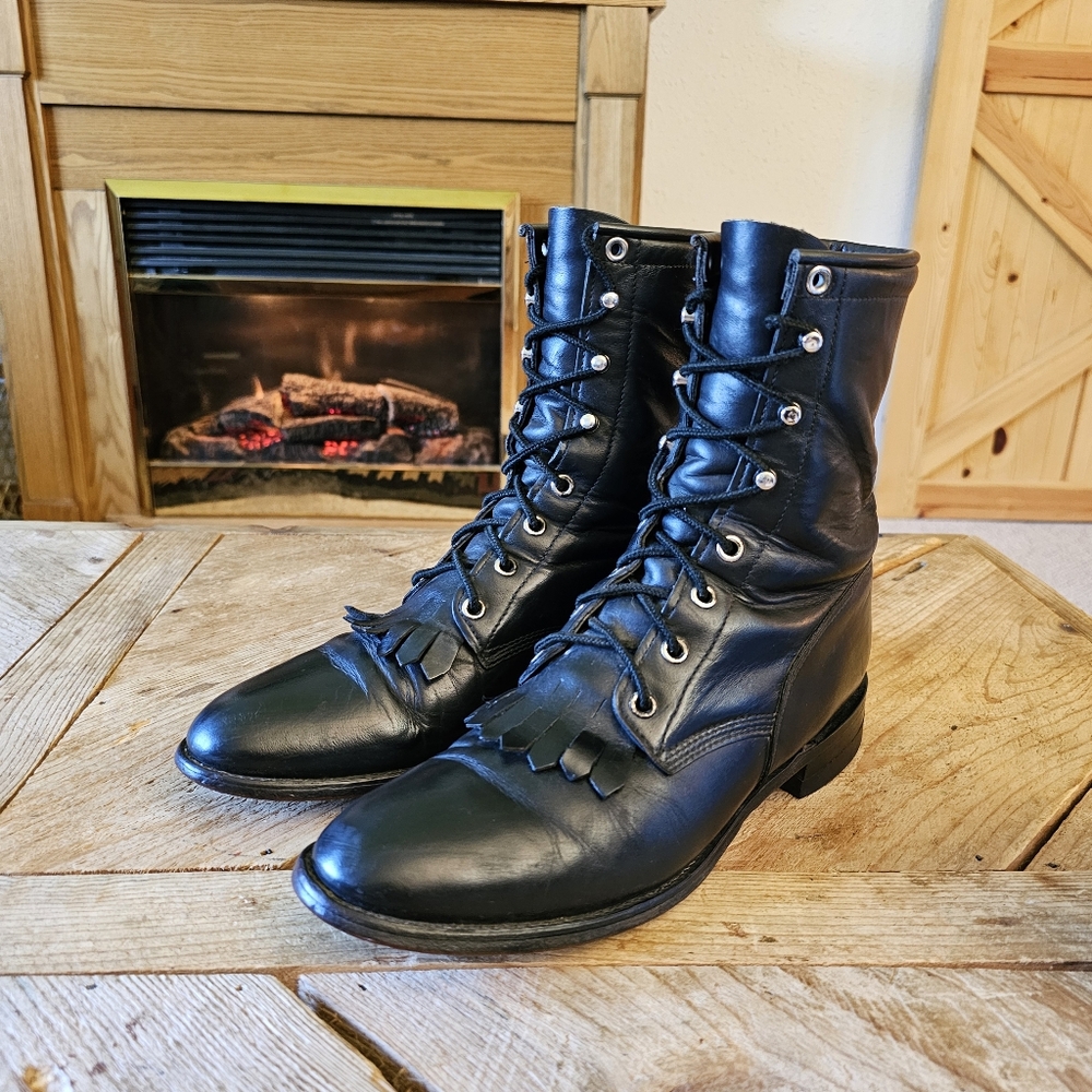 Justin Packer Boots black with Kiltie size 8 B